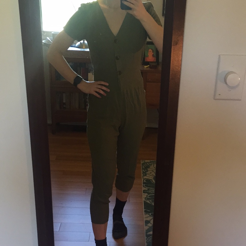 Olive green summer jumpsuit